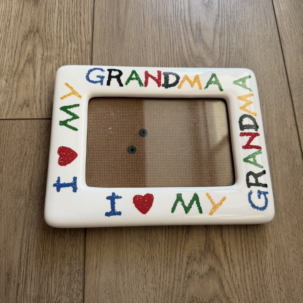 Vintage I Love My Grandma Colorful Ceramic Picture Frame Holds 4x6 Photo